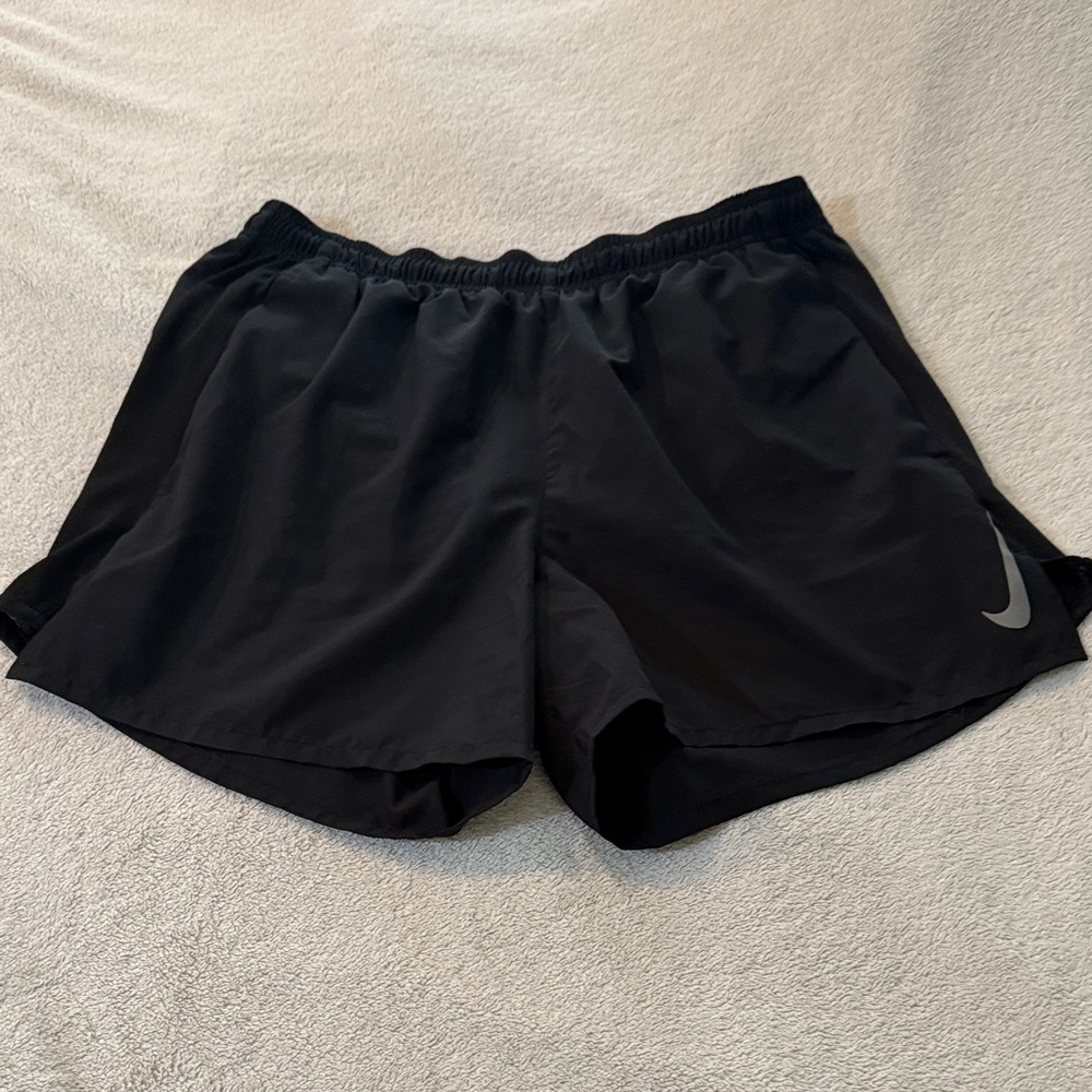 Nike Mens Black Athletic Shorts with Silver Swoosh with built in dri-fit